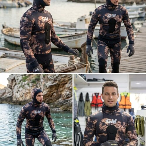 W-004 SPEAR FISHING WET SUIT LYCRA 2 PIECES BROWNISH CAMO