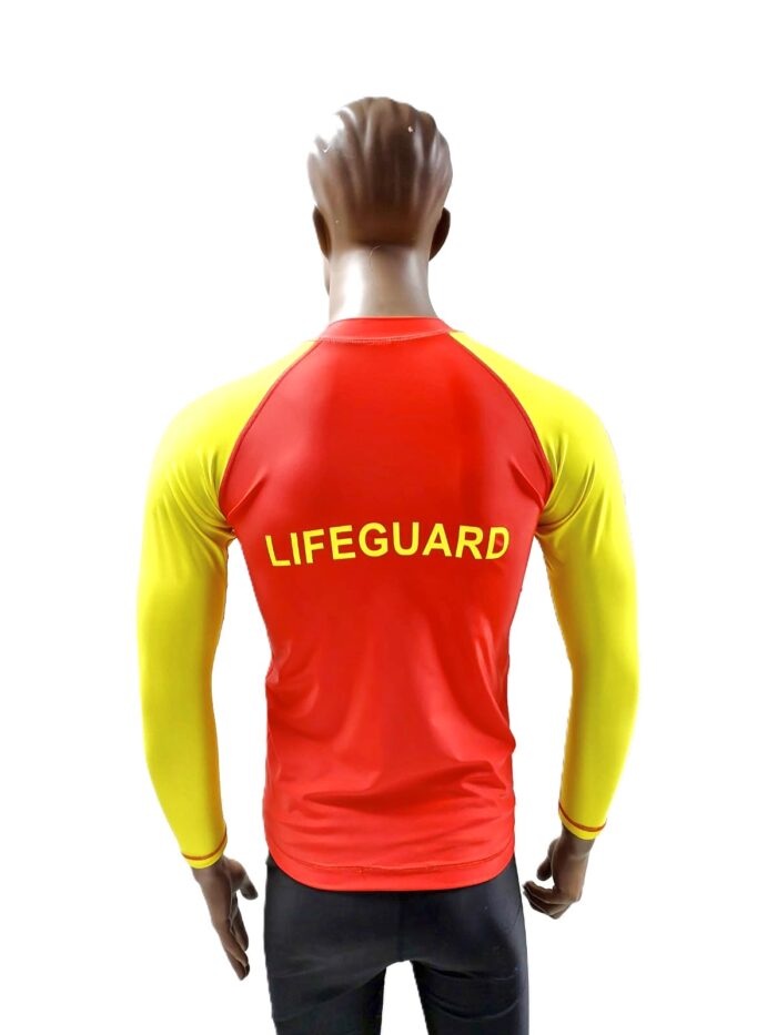 Lifeguard Rash Guard L-0310 LIFEGUARD RASHGUARD RED/YLW LONGSLEEVE - Gmsports